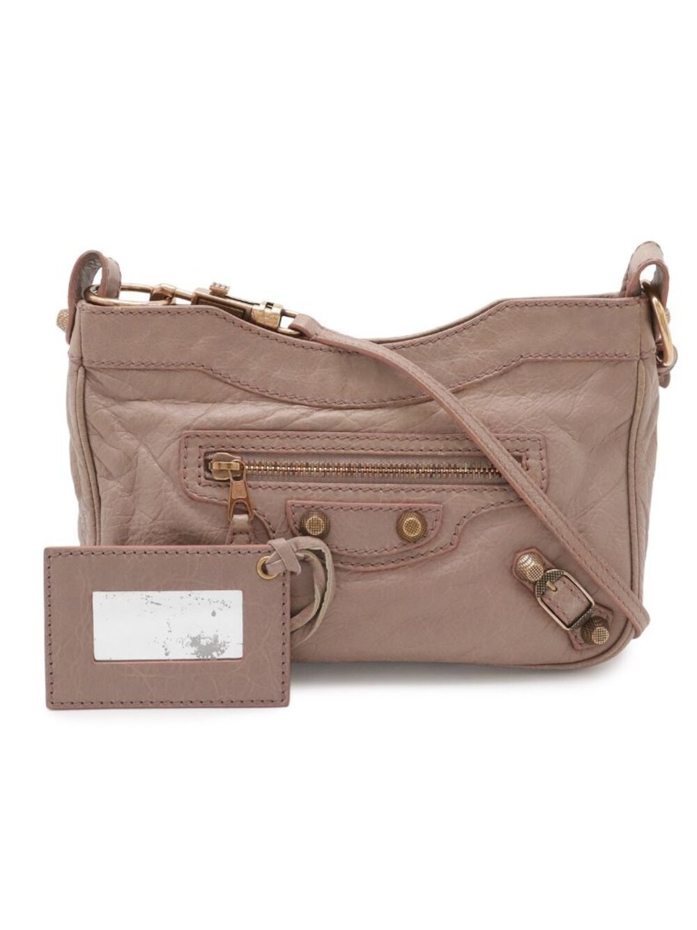 Balenciaga Giant Hip Shoulder Bag Pochette 2-Way Clutch Leather Mauve Pink